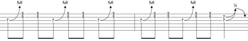 bend on the G followed by double stops on the B and E string